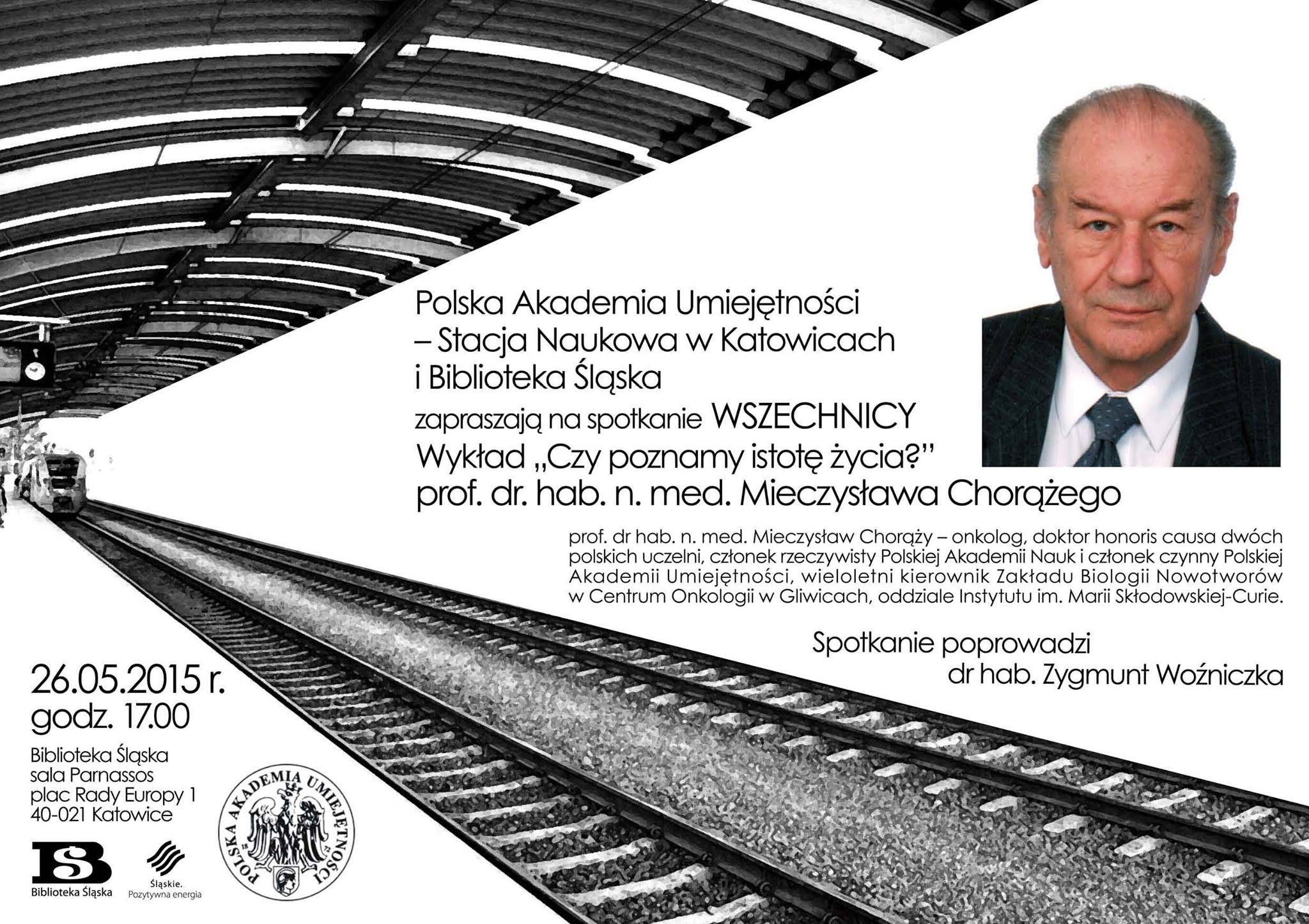 Wykład prof. dr. hab. n. med. Mieczysława Chorążego „Czy poznamy istotę życia?”