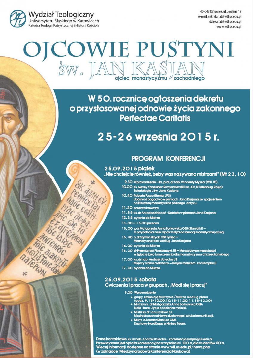 Konferencja pt. „Ojcowie Pustyni i Jan Kasjan – ojciec monastycyzmu zachodniego”